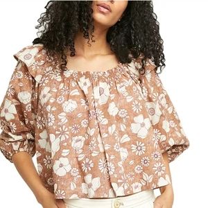 NWOT Free People Miss Daisy Printed Top